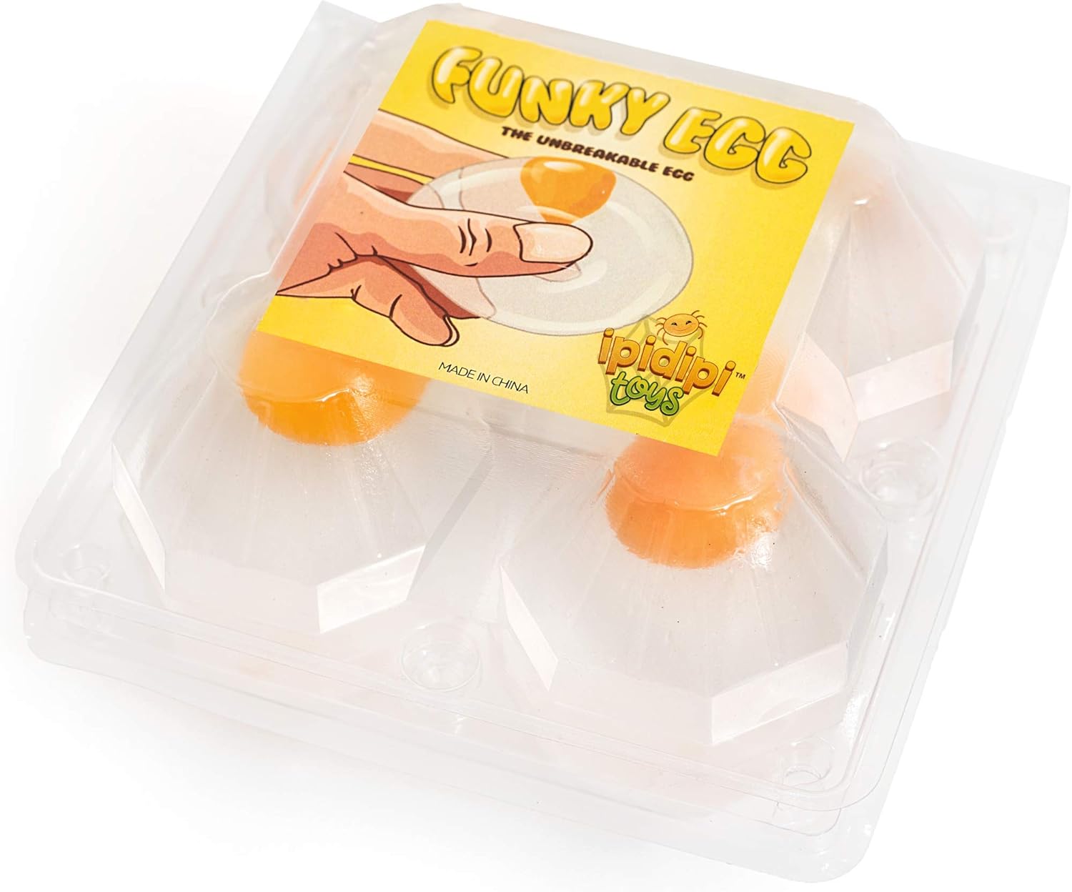 Funky Egg Squishy Ball – Transparent egg yolk fun squeeze, children's egg yolk ball, Easter basket filler, soft and fun stress relief toy, stocking stuffers, birthday party gifts – Pack of 4