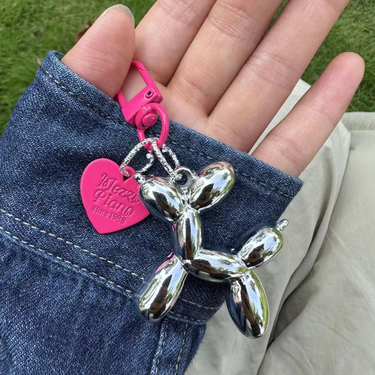 Jelly Balloon Dog Design Keychain for Women, Cute Girls Key Chain, Bag Charms Accessories for Car Purse Backpack