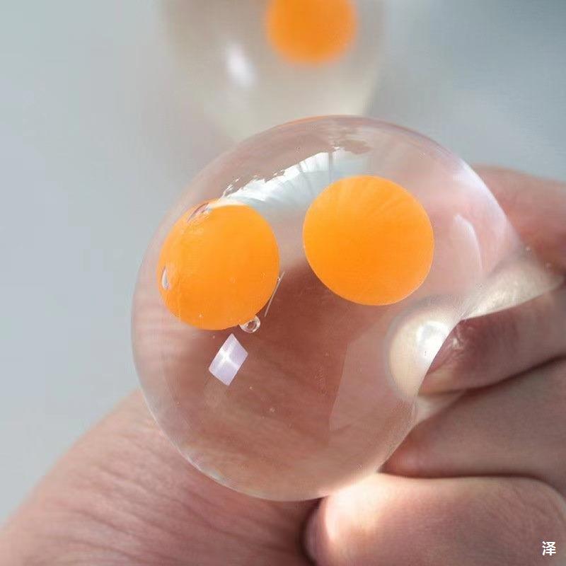 Funky Egg Squishy Ball – Transparent egg yolk fun squeeze, children's egg yolk ball, Easter basket filler, soft and fun stress relief toy, stocking stuffers, birthday party gifts – Pack of 4