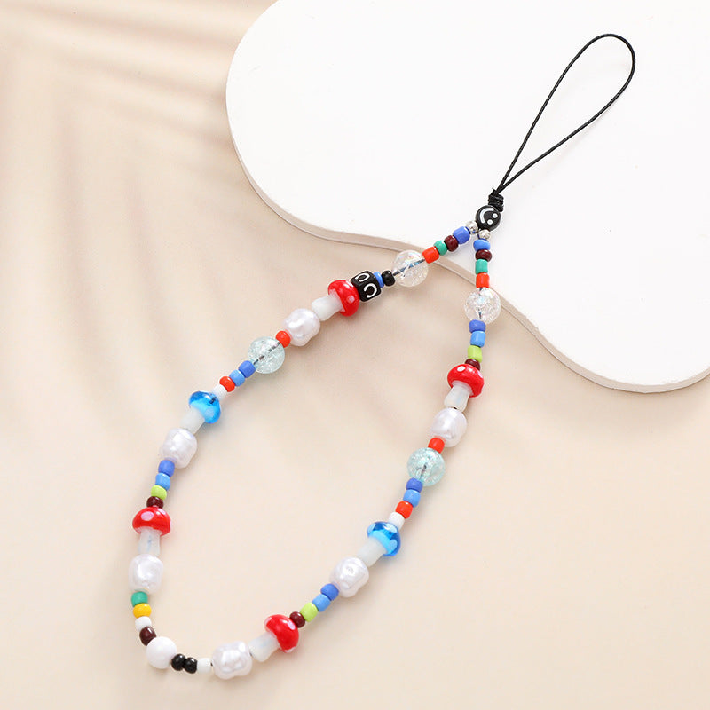 Phone Charms Strap Cute Aesthetic Love Phone Chain Girl Pearl Beaded Lanyard Jewelry