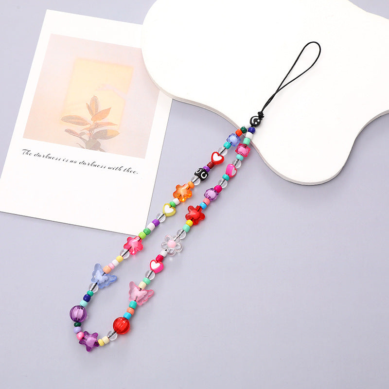 Phone Charms Strap Cute Aesthetic Love Phone Chain Girl Pearl Beaded Lanyard Jewelry