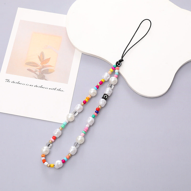 Phone Charms Strap Cute Aesthetic Love Phone Chain Girl Pearl Beaded Lanyard Jewelry