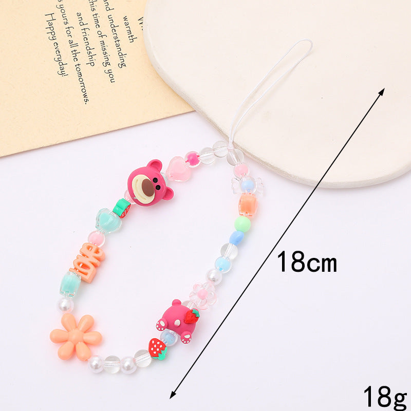 Phone Charms Strap Cute Aesthetic Love Phone Chain Girl Pearl Beaded Lanyard Jewelry