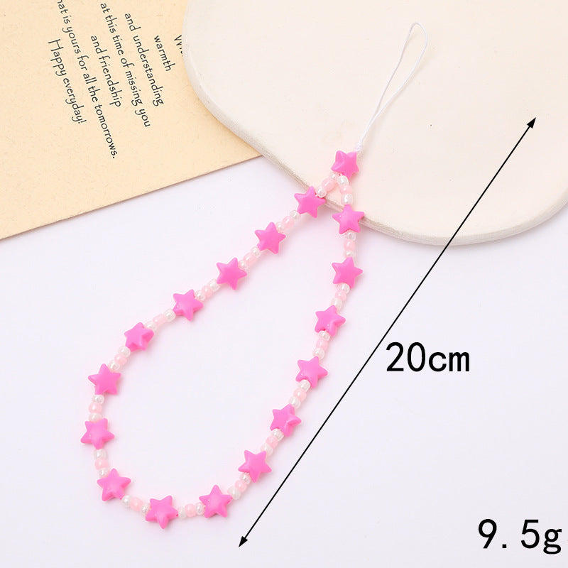 Phone Charms Strap Cute Aesthetic Love Phone Chain Girl Pearl Beaded Lanyard Jewelry